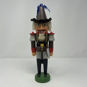 Vintage Expertic Erzgebirge Handmade Wooden Hunter Nutcracker 11 Inch Germany